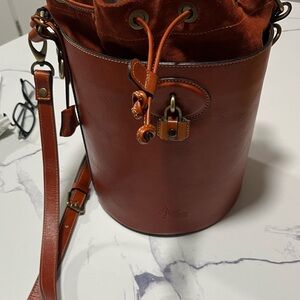 Elegant Brown Leather Bucket Bag